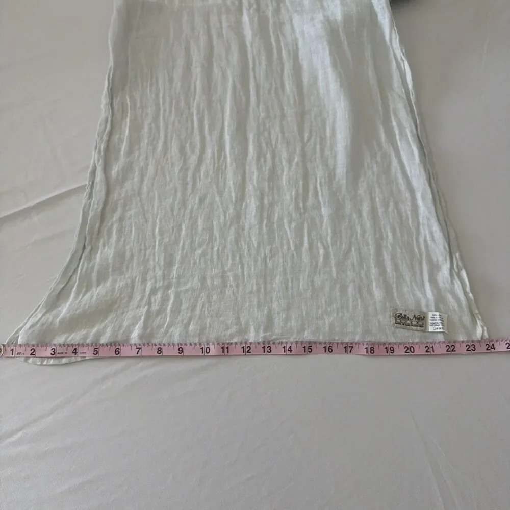 Bella Notte Linen Bed Scarf Bed Runner Whisper White Soft Pale Sage Green 24x84 - Picture 6 of 7